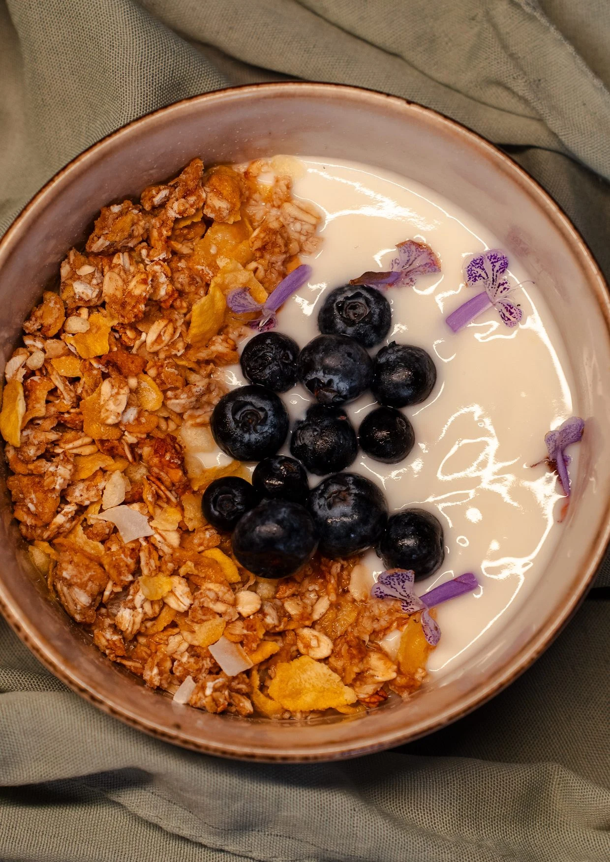 Bowl de yogurt, granola y arándanos