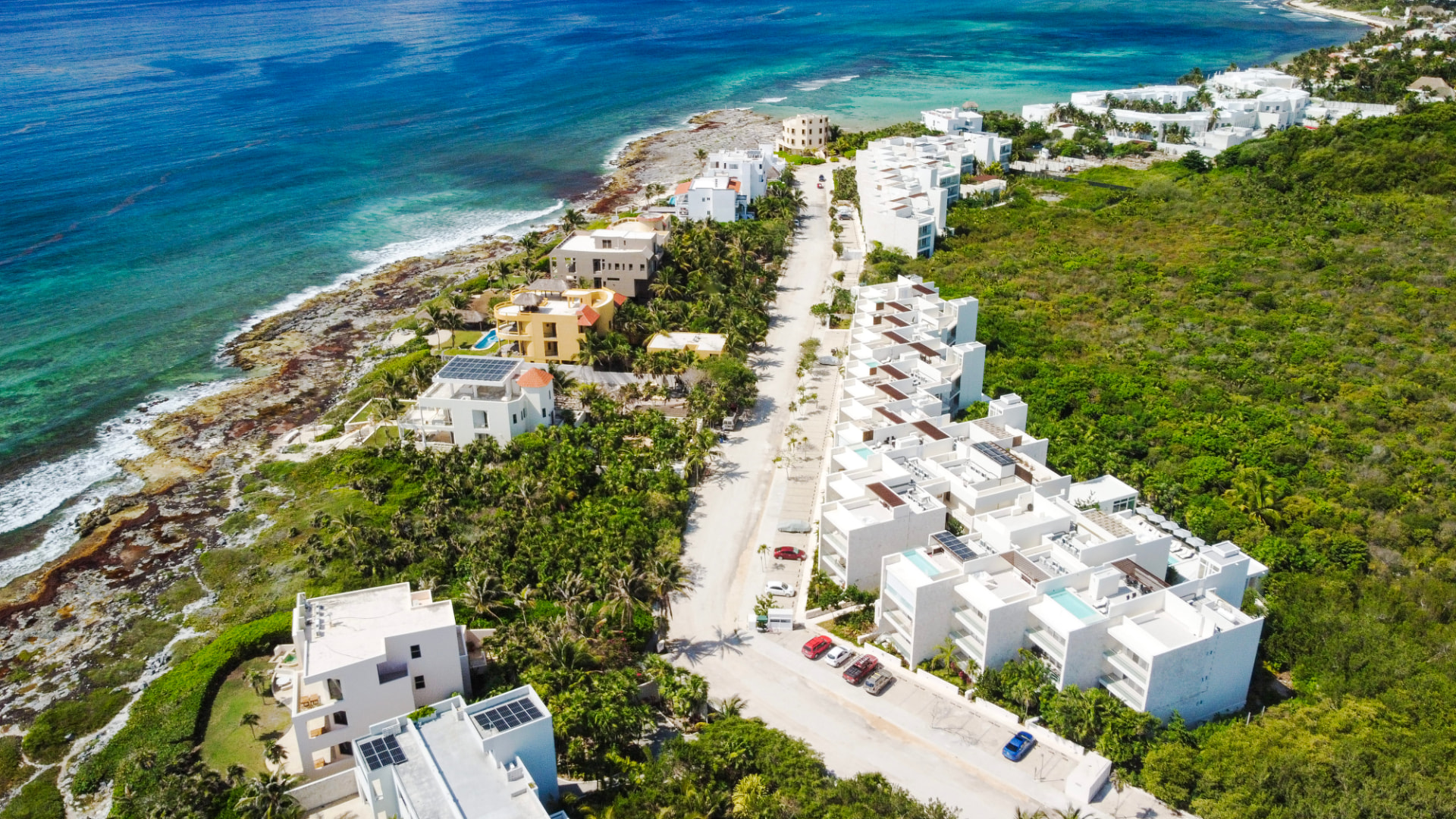 Aerial view of Santamar by TAO residences along the Akumal coastline