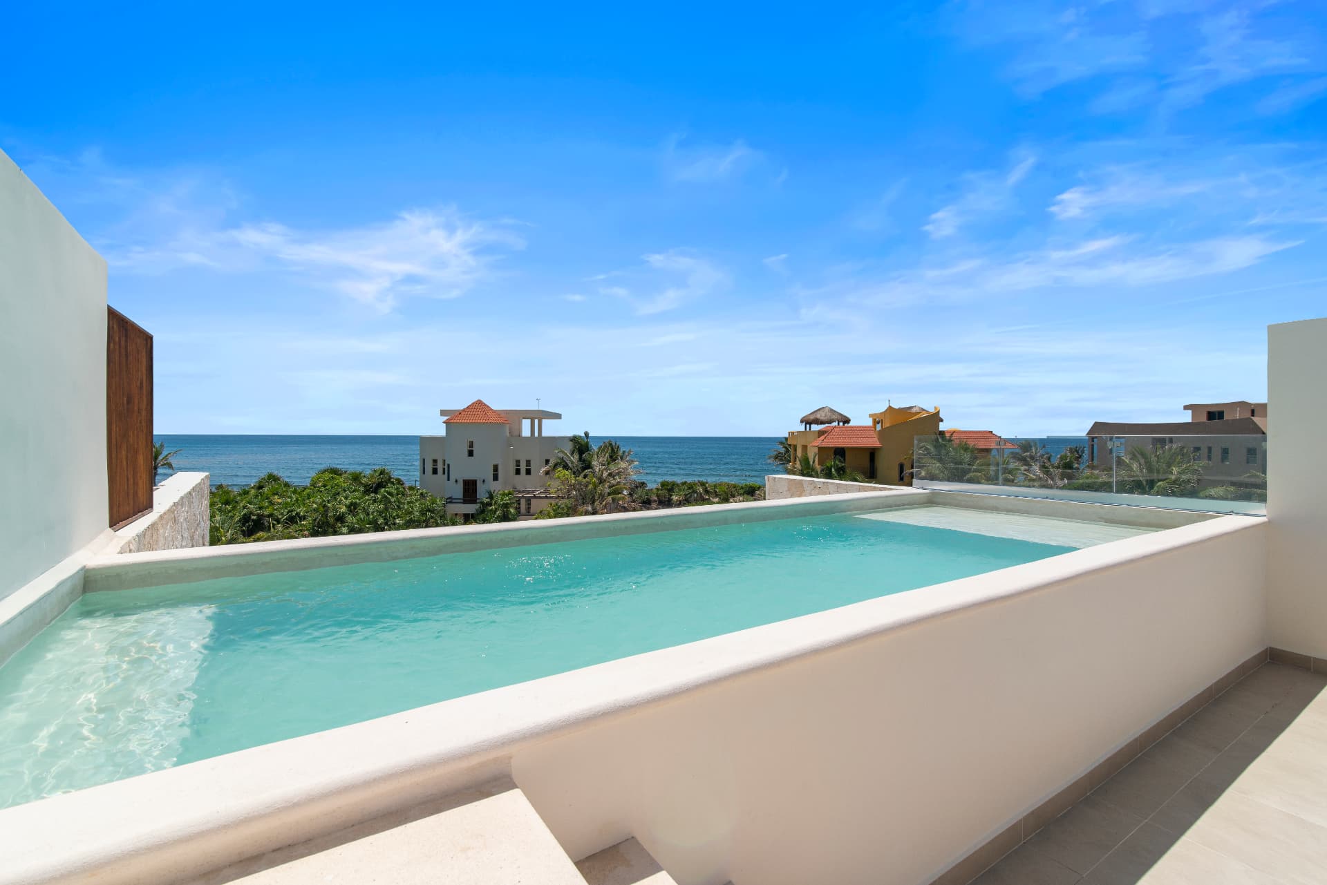 Private rooftop pool at Santamar by TAO with ocean views over Akumal