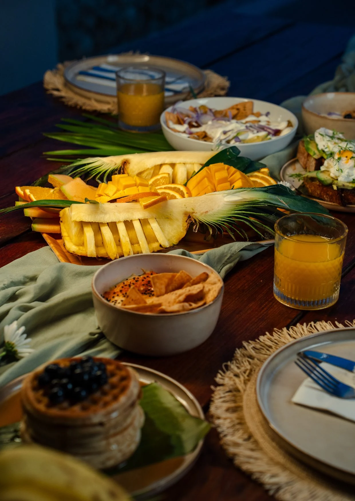 Brunch servido en una villa