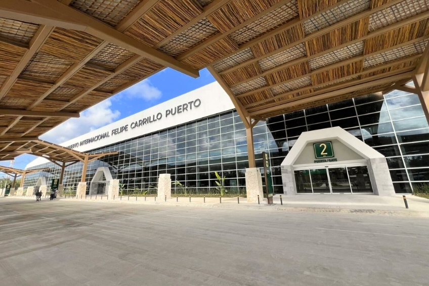 Tulum International Airport terminal with modern Mayan-inspired architecture